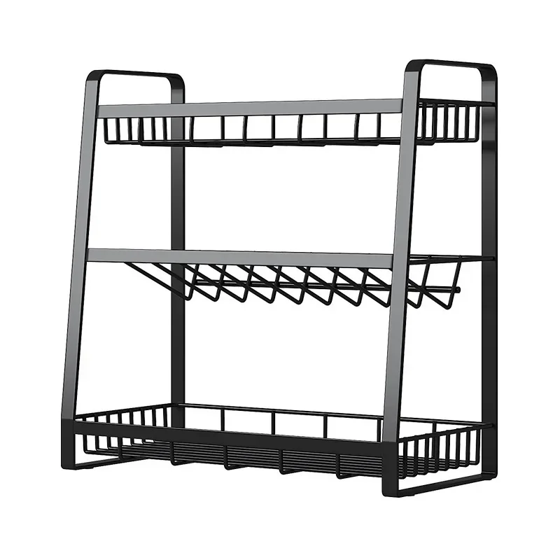 

Simple wrought iron rack Home goods Multifunctional kitchen seasoning supplies Storage rack Drain rack