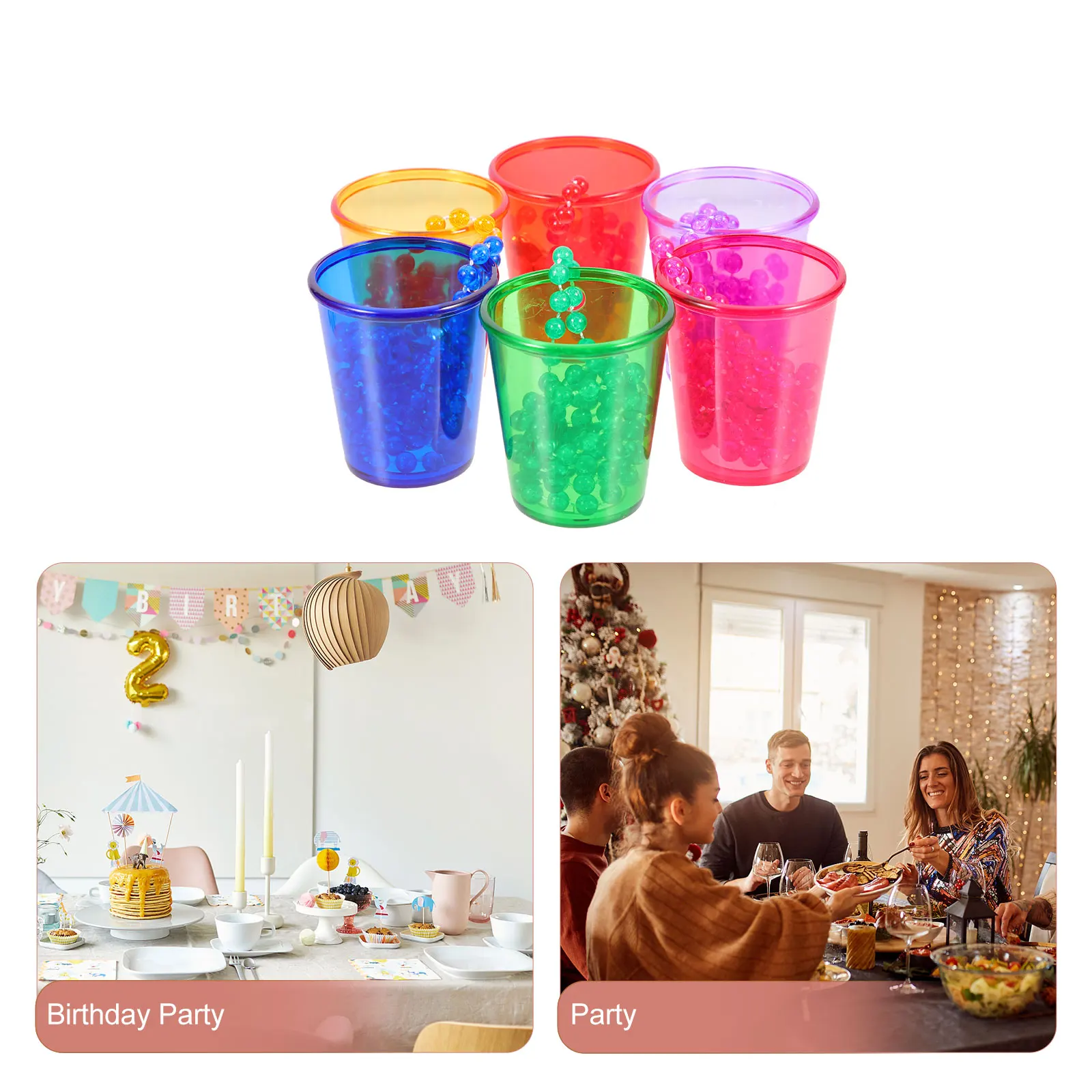 

12Pcs Plastic Beaded Shot Cup Necklace Small Party Wine Shot Cups Decorative Practical Party Beads Beaded Necklace Cups