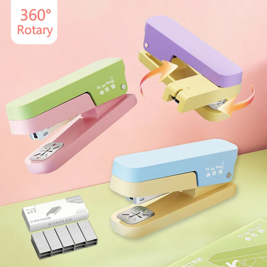 Rotary Stapler Compatible with 24/6 Staples Durable Stapler Manual Tool for Office Paper Binding