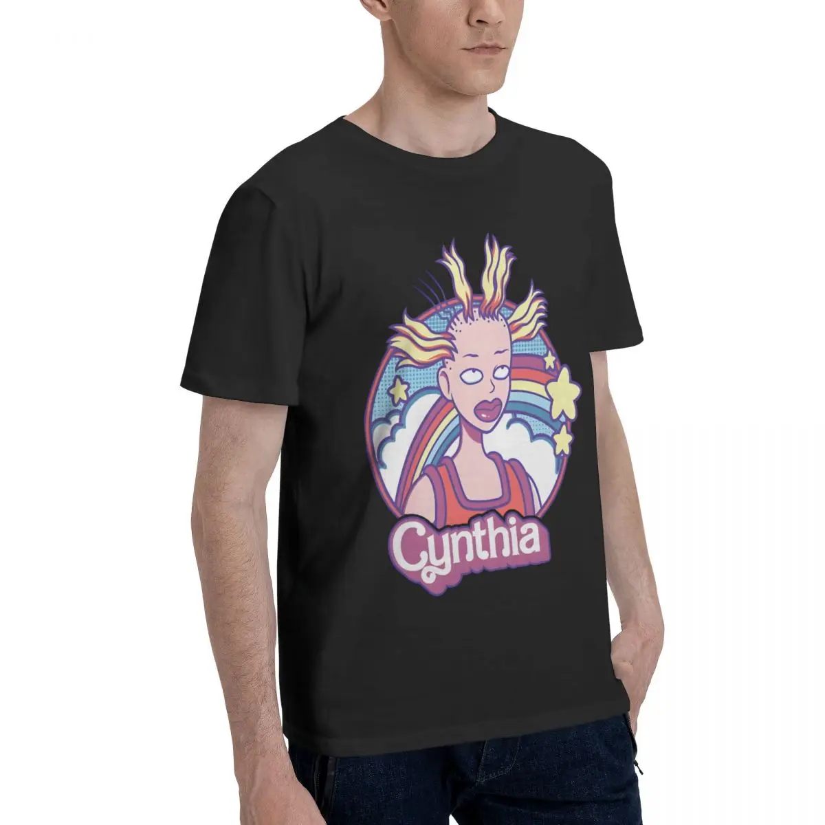 Funny Cynthia Doll T-Shirts for Men Crewneck Cotton T Shirts Rugrat Short Sleeve Tee Shirt 4XL 5XL Clothing