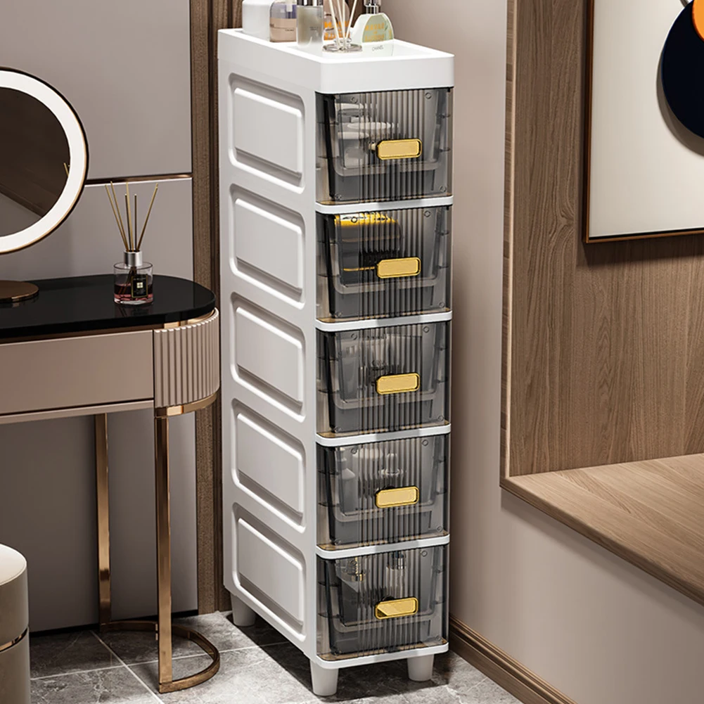 4/5 Tier Bathroom Storage Cabinet Installation-Free Toilet Drawer Closestool Crevice Rack Corner  Kitchen Organizer Rack Shelves