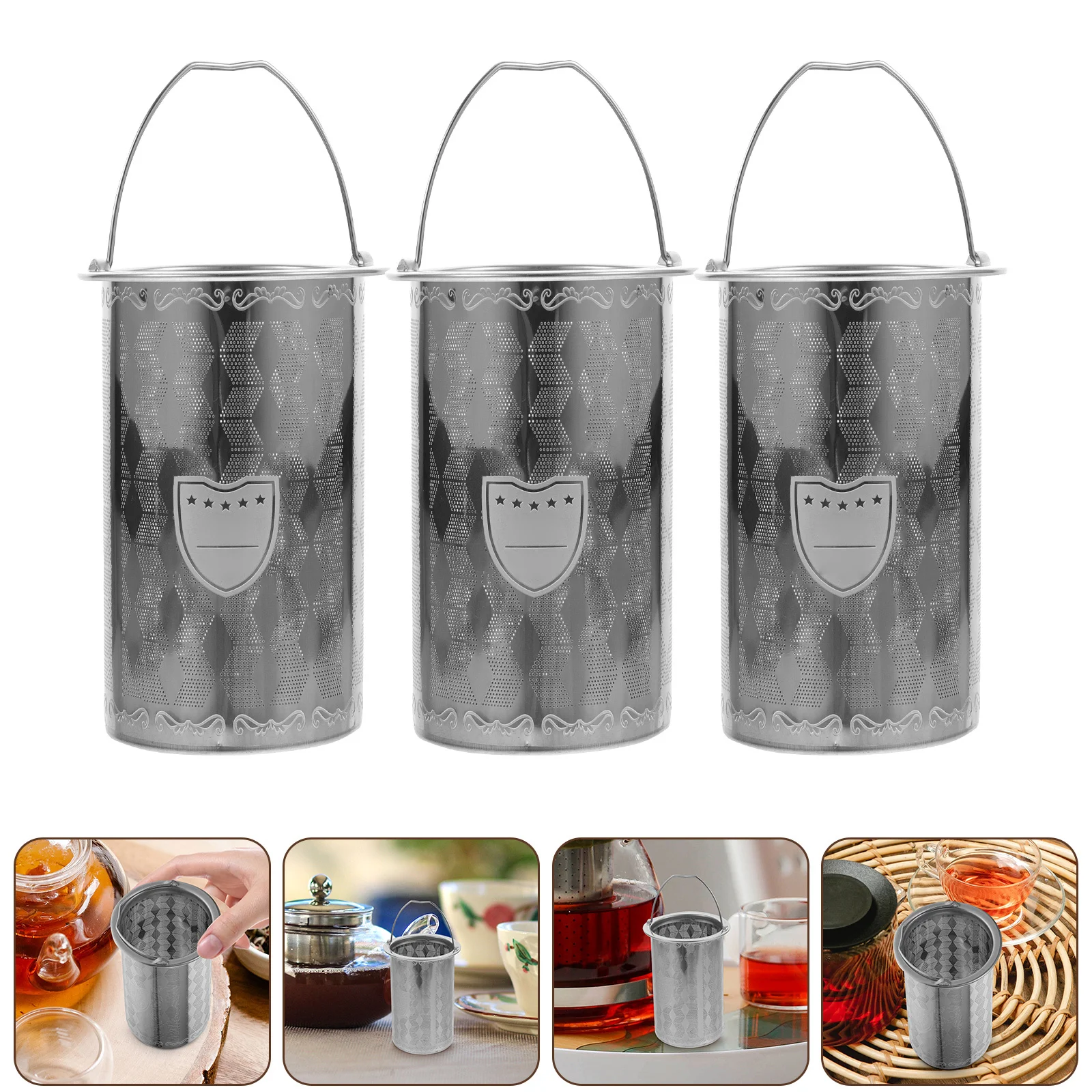 

3Pcs Stainless Steel Tea Infuser Insert Mesh Strainer for Teapot Accessories Practical Gift Teapot Infuser Insert