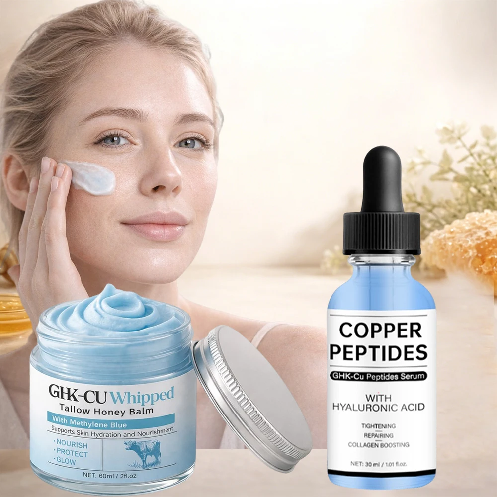 Copper Peptides GHK-Cu Beef Tallow for Skin, Blue Balm with Copper Peptides, Manuka Honey & Vitamin E, Natural Face Moisturizer