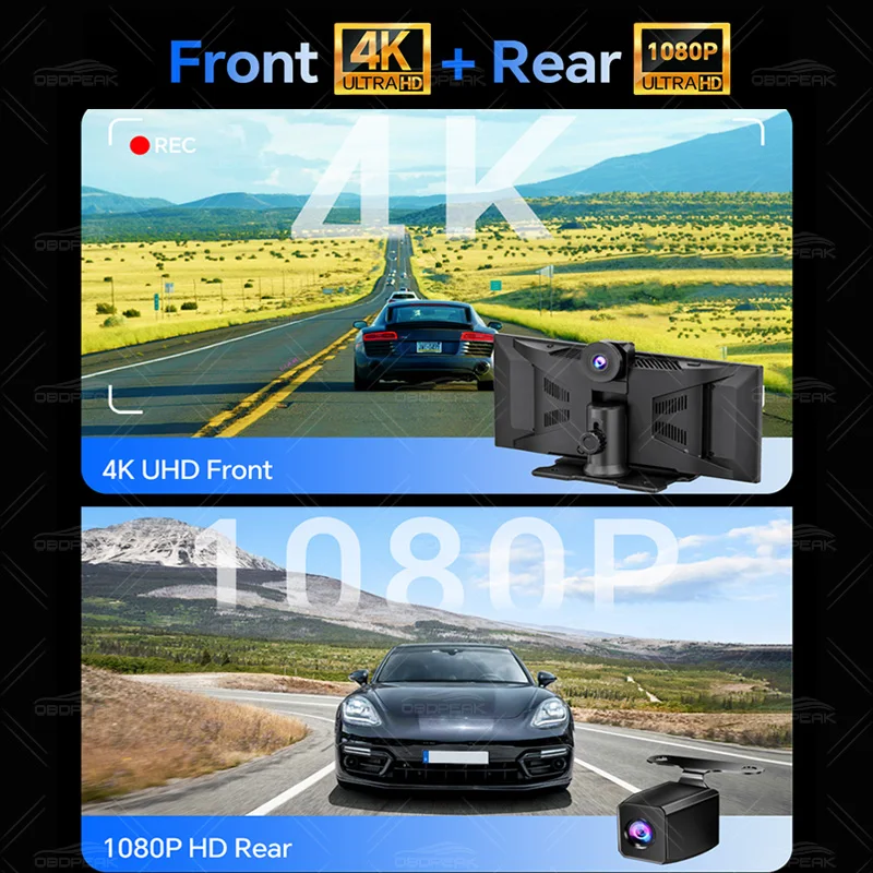 K5 Pro 11.3' External TPMS Sensors Dash Cam 4K DVR Camera Wireless Carplay Android Auto Dual Len Video Recorder GPS Navigation