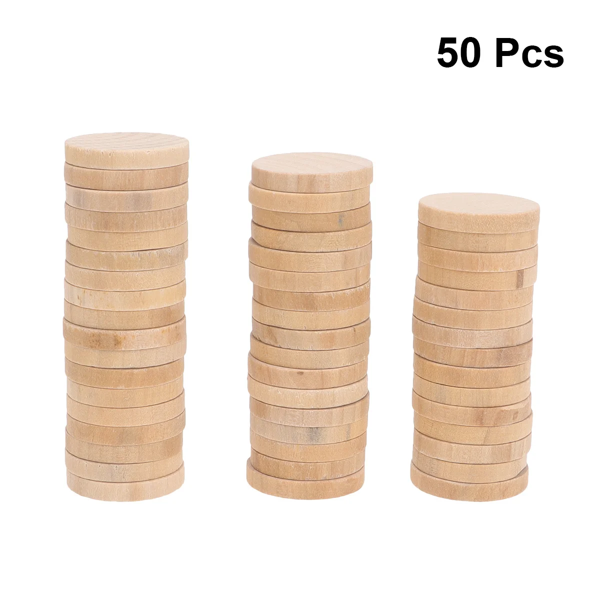 

50pcs Solid Wood Discs 30Mm Width 5Mm Thickness Natural Round Wood Pieces For Diy Clothing Buckle Craft Decor Sewing Supplies