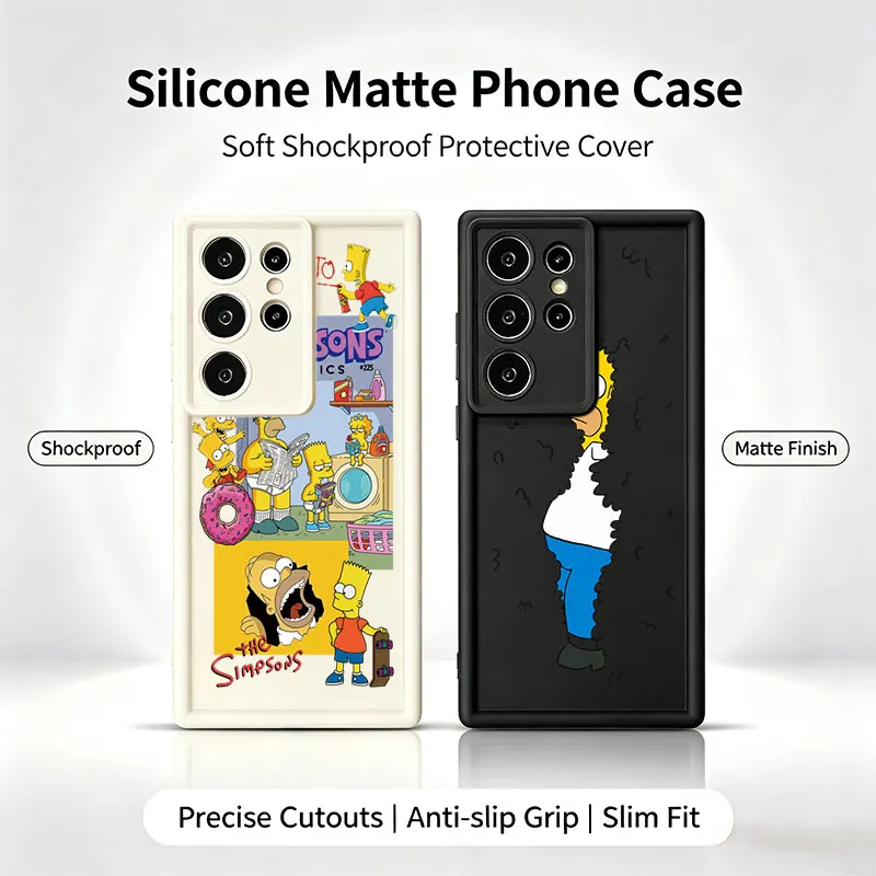 Funny The Simpsons Silicone Phone Case For  Samsung Galaxy S26 S25 S24 S23 S22 Ultra Plus S21 S20 FE Shockproof Cover