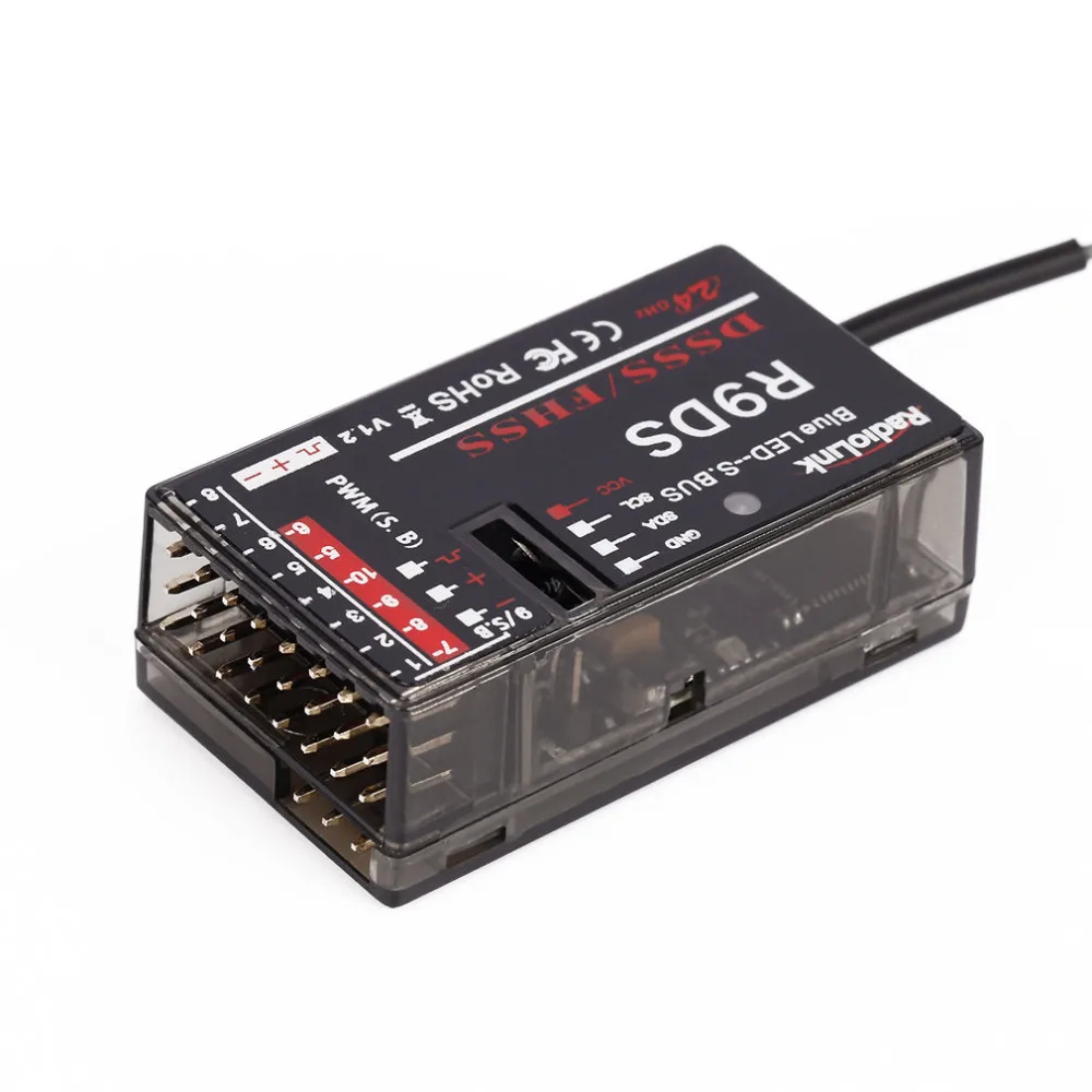 جهاز استقبال RadioLink R9DS 2.4G 9CH DSSS & FHSS يدعم S-BUS لجهاز إرسال RadioLink AT9 AT10 RC متعدد الدوار