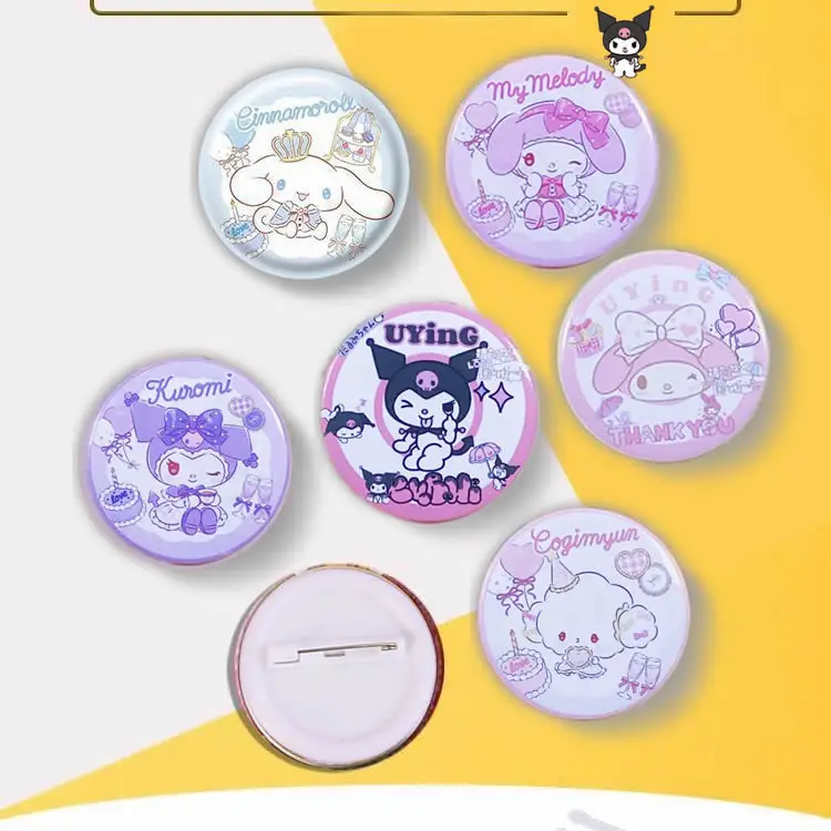 Fashion 7pcs Sanrio Kuromi Cinnamon Anime Badges Backpack Cartoon My Melody Pin Brooch Jewelry Jeans Accessories Kids Gift Toy