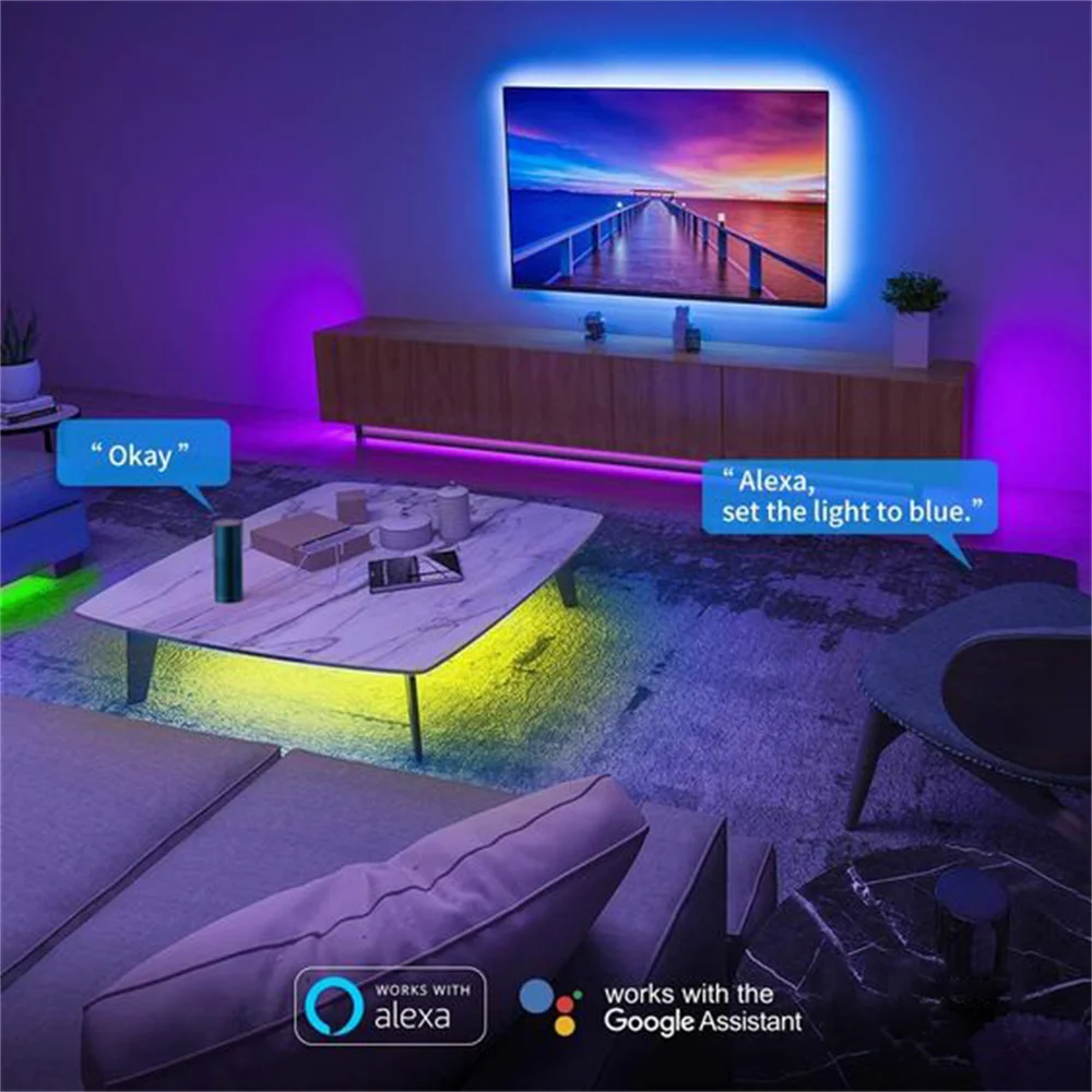 Tira de luces LED WiFi Tuya Smart Life lámpara de luz Flexible USB pantalla de escritorio TV retroiluminación cinta de diodo compatible con Alexa Google