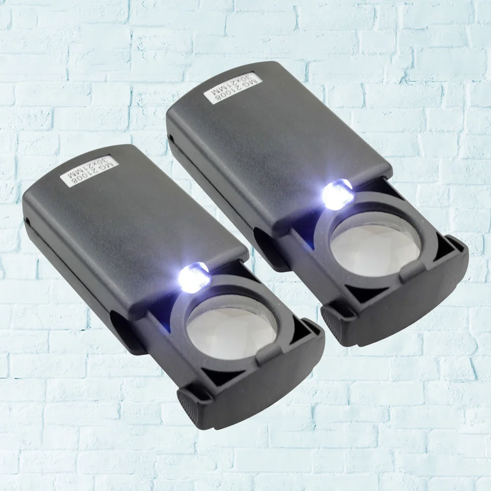 

2pcs Led Jewelry Magnifier Handheld Glass With Light For Stamp Repair Reading Mg21008 Jewelry Tools