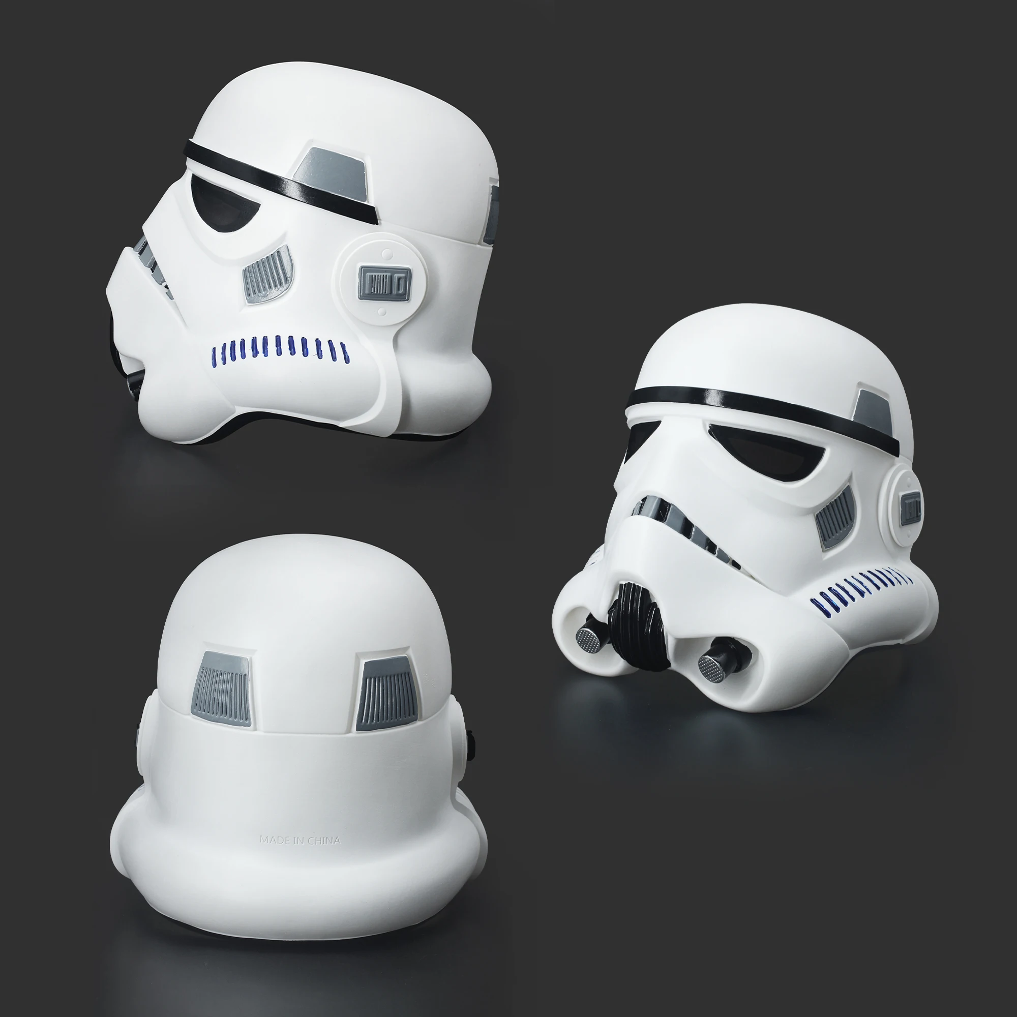 PVC White Soldier Blue Side Full Head Wearable Helmet Mask Hard Shell Surface Collectible Display Headgear For Star SW Adult Hobby Enthusiasts