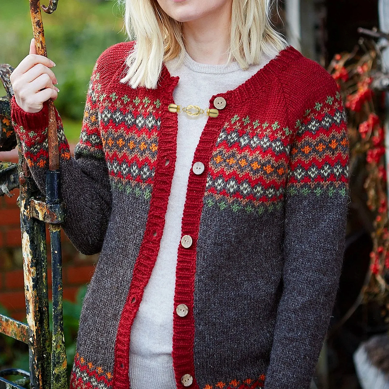 2 قطعة مقاطع سترة خمر الرجعية العملي البلوز شال سلسلة سترة إغلاق مقاطع الملابس السحابات للنساء #1