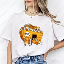Men Tshirt Noahs Ark Cat Street Short Sleeve Cartoon Printed Tee Valentine Day O Neck Shirt Tops Cotton Streetwear Camiseta Tops