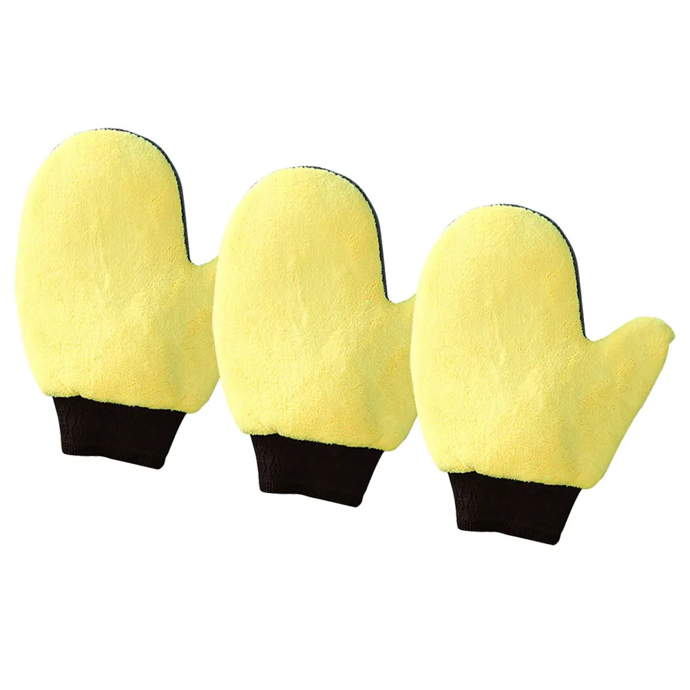 

3 Pcs Car Wash Gloves Coral Fleece Double Sided Mitts Scratch Free Cleaning Tools Car Exterior Interior Windows House