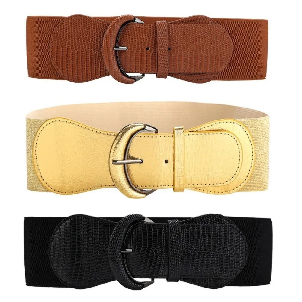Luxury PU Stretchy Cummerbunds Leopard Print Cloth Female Waistband Elastic Dress Girdle Wide Waist Belt Dress