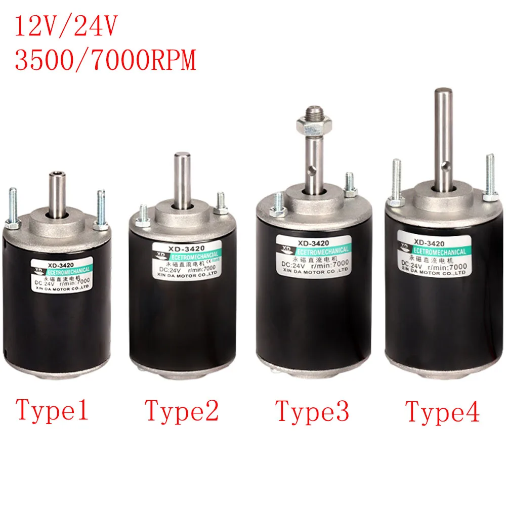 High Speed Permanent Magnet Electric DC Motor 30W DC12/24V 3500RPM/7000RPM Forward And Reverse for DIY Generator Sander