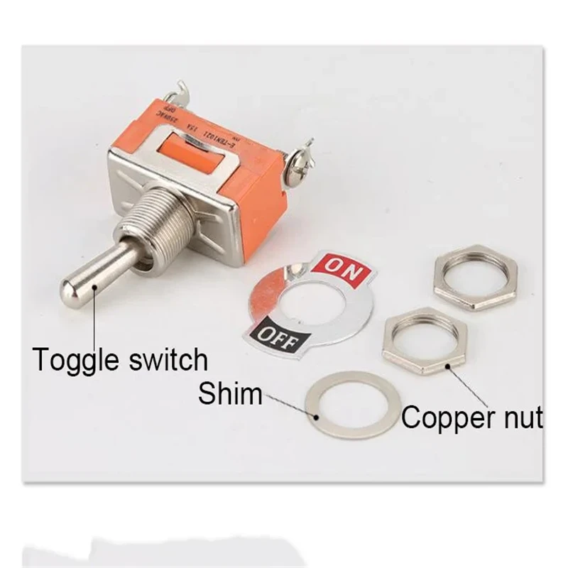 2Pcs E-TEN 1021 15A 250V AC SPST 2 Position ON OFF 2 Pin Toggle Switch Power Switches E-TEN1021 Orange
