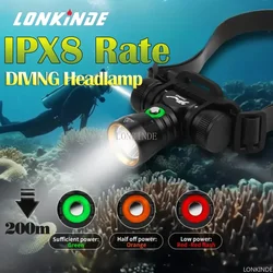 2025 Professionale LED Scuba Diving Faro 5000LM IPX8 Tasso Faro Impermeabile Subacqueo 200M 18650 Batteria Dive Head Torcia