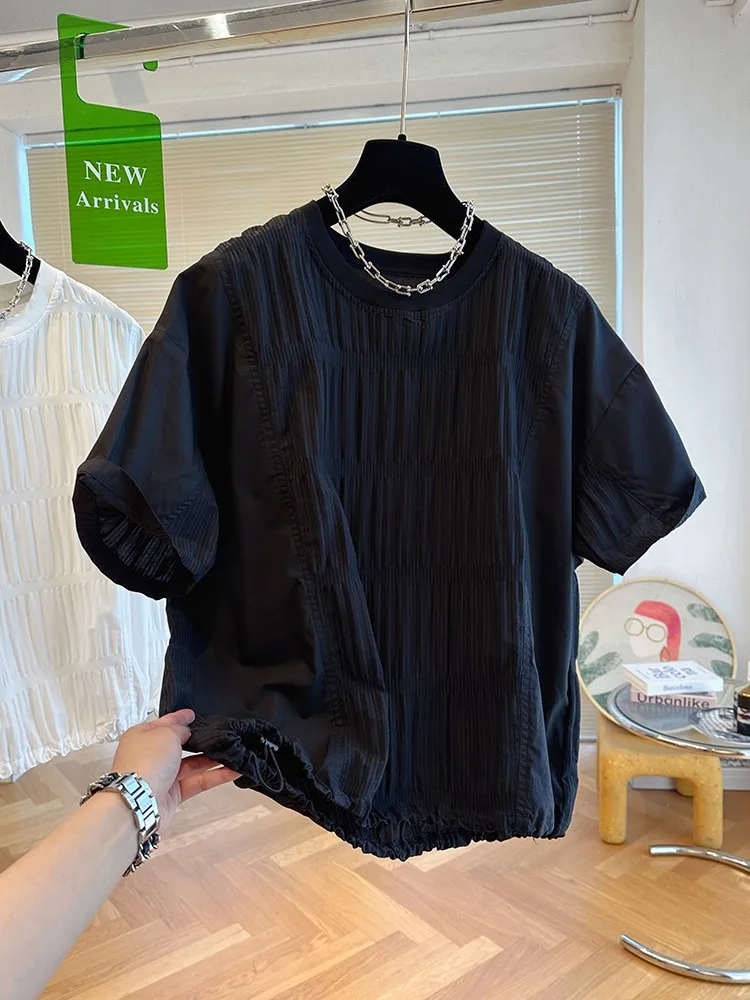 نفخة الأكمام شيك طيات س الرقبة دمية قميص الكورية الحلو البلوز القمم الصيف بلوزات على الموضة الجديدة kamas De Mujer