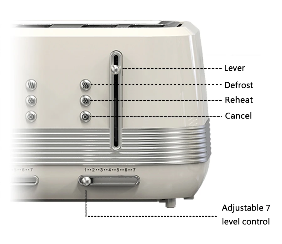 4 Slice Toaster Cordless Toaster Cafe Retro Toaster