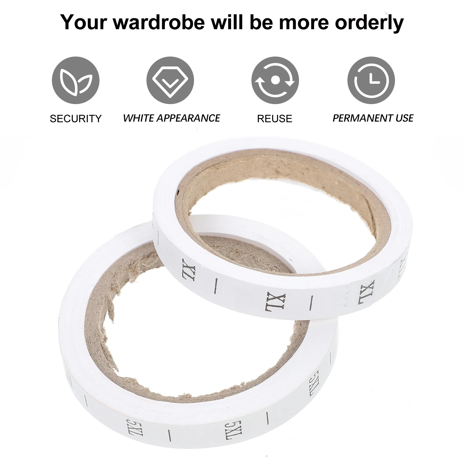 

8pcs White 4XL Size Labels Reusable Sewing Tags for Clothing Universal Apparel Paper Tape Storage Sewing Size Labels Folder