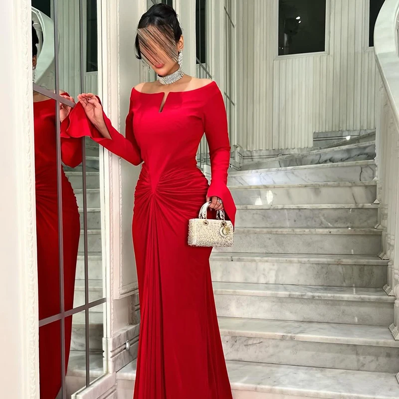 Thinyfull 2026 Maxi Mermaid Prom Dresses Long Sleeve Off The Should Evening Dress Night Cocktail Party Prom Gowns Customized