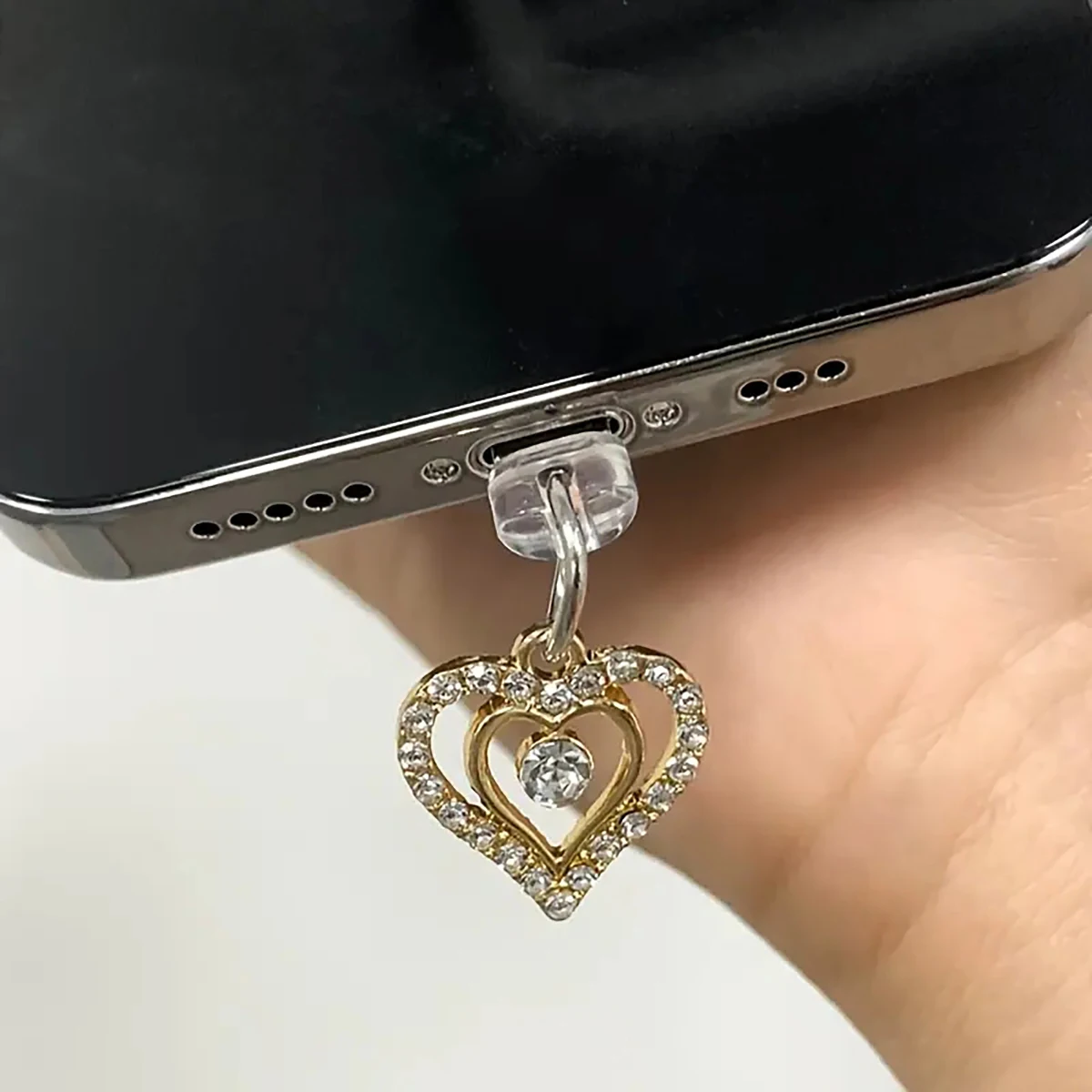 Agua diamante amor hermoso teléfono tapón antipolvo accesorios decoración colgante para iPhone para Samsung puerto de carga tipo C