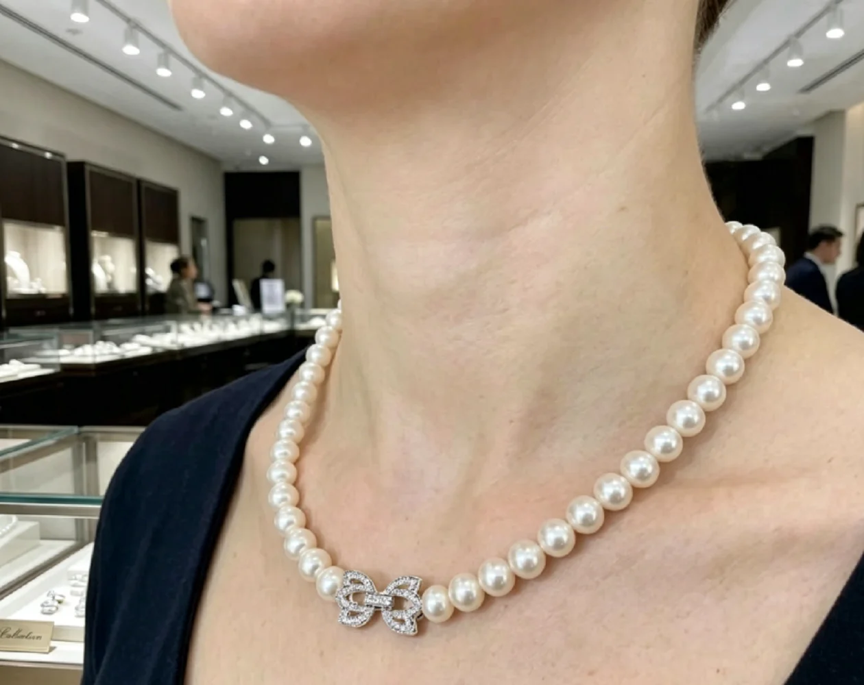 Gorgeous necklace AAAA8-9mm natural Japanese white pearl necklace 16in/18in - supports customized sizes