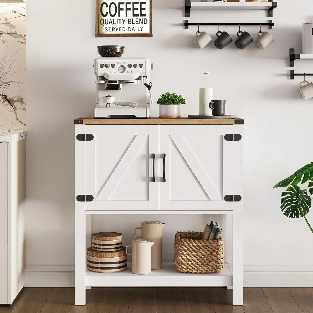 

Console Table,Farmhouse Foyer Table,Coffee Bar Cabinet, Entryway Table with 2 Storage Cabinets,Buffet Sideboard(White)