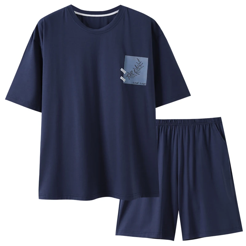 كبير الحجم M-4XL الرجال منامة مجموعة الصيف مشروط قصيرة الأكمام بيجامة الذكور عارضة الصلبة ملابس خاصة