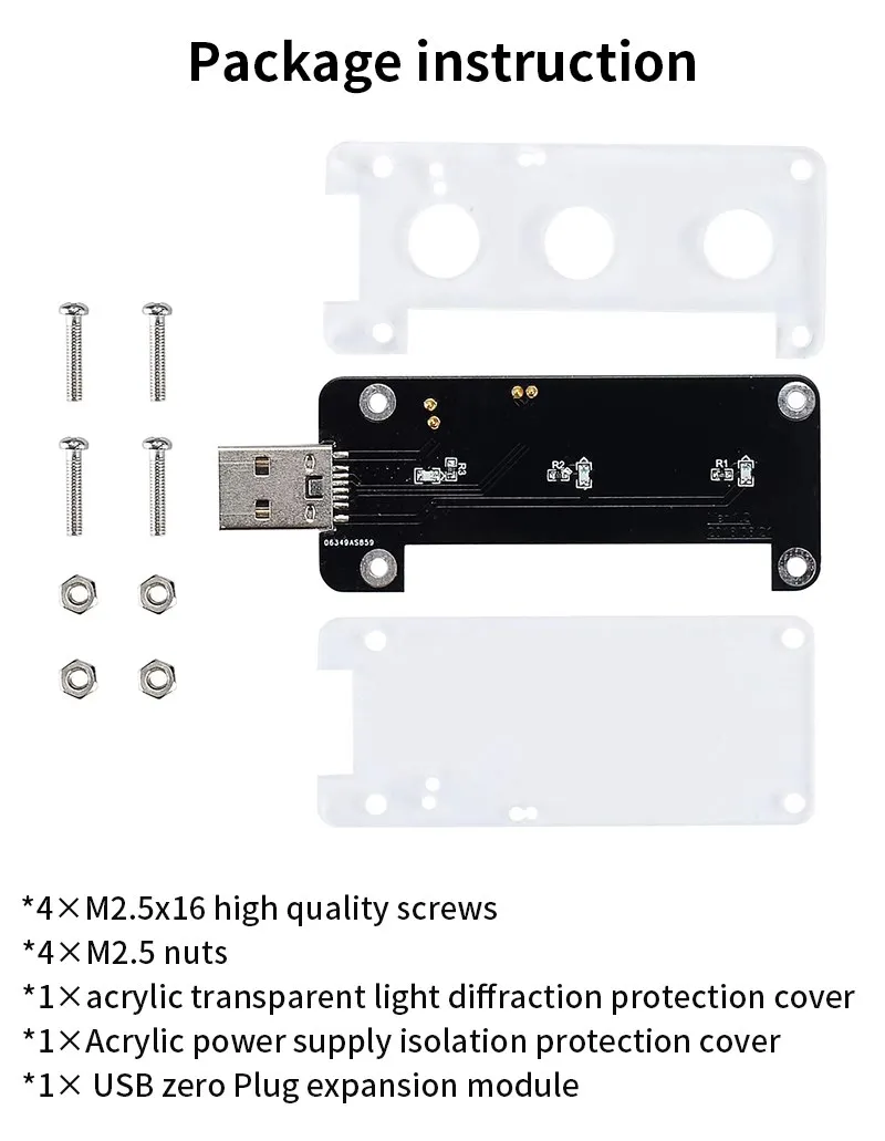 Raspberry pi zero/w placa de expansão do dispositivo usb para raspberry pi com capa de proteção de isolamento de energia acrílica