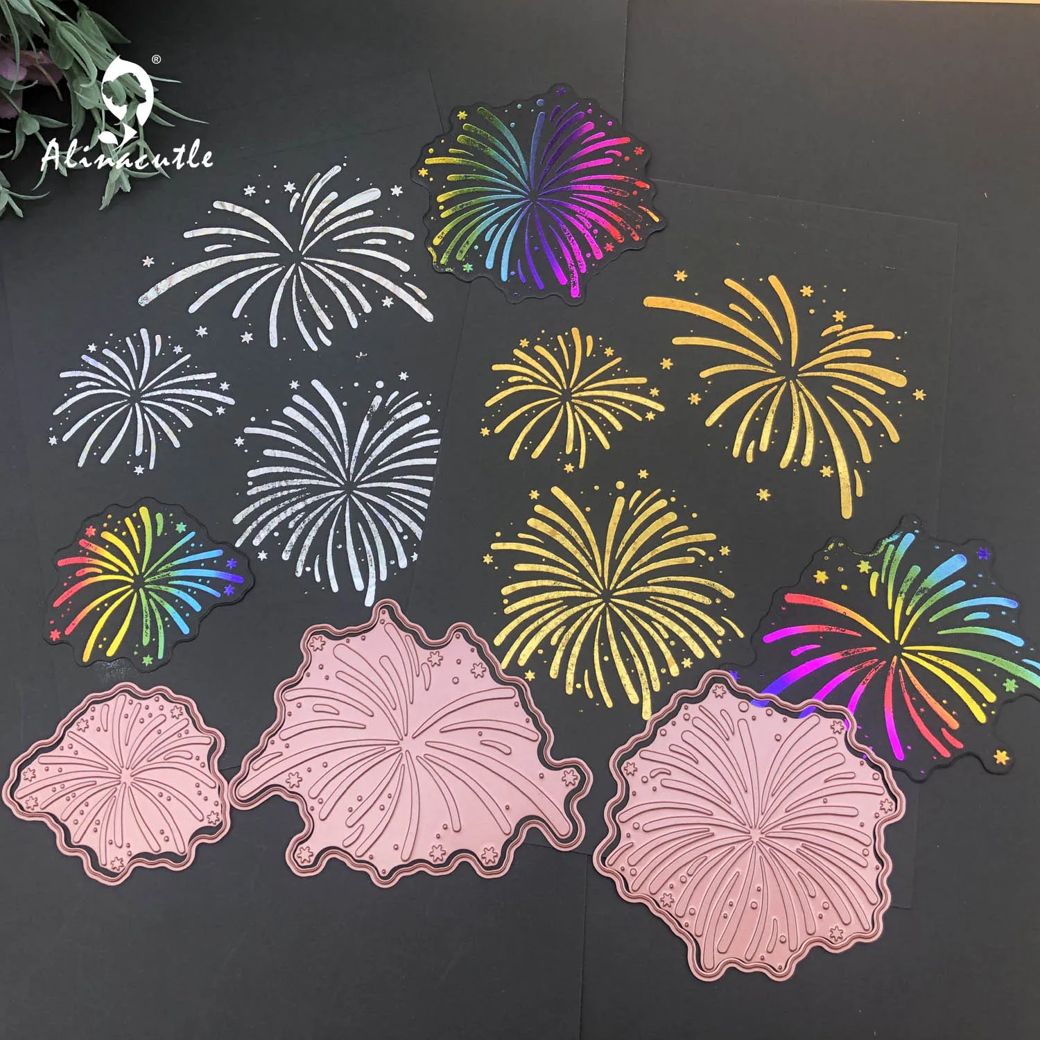 Alinacutle Big Foil Stamping Dies Cut 3pc Fireworks Paper Craft Card Template Scrapbook Handmade Craft Art Cut Dies