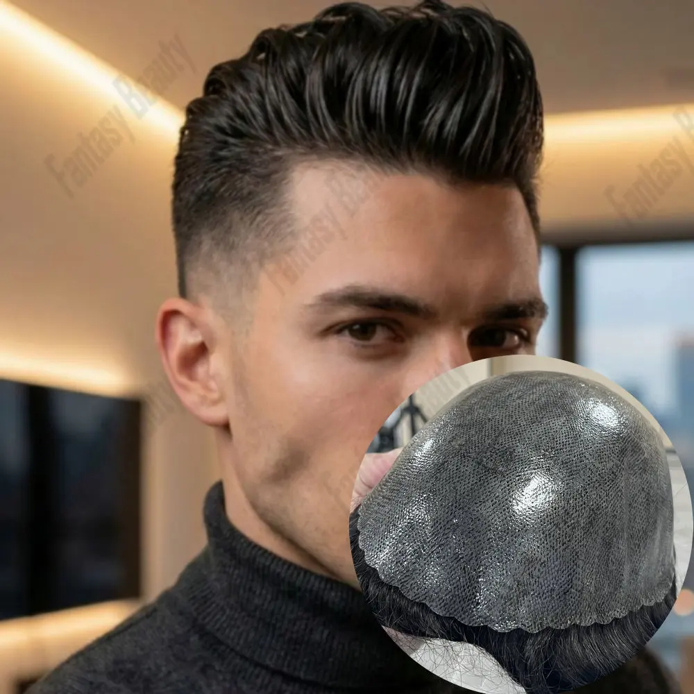 

Натуральный мужской парик-накладка (система капиллярной протезации) из человеческих волос: прочный, долговечный, с тонкой кожаной основой, коричневый, серый, черный. Самый дешевый вариант.