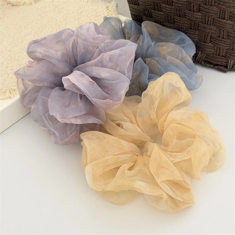 

1Pc Hair Scrunchies Oversized Organza Tie Dye Sheer Elastic Hair Bands Ponytail Holders for Women Girls Fashion Hair Accessories