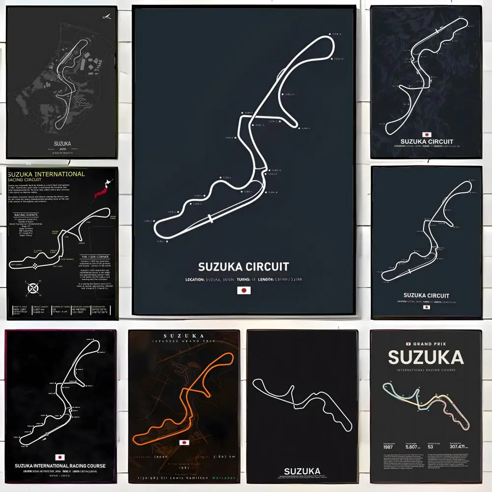 Technical RaceTrack Suzuka Circuit Poster Wall Art Print Decorative Mural Home Decor Gift Unframed