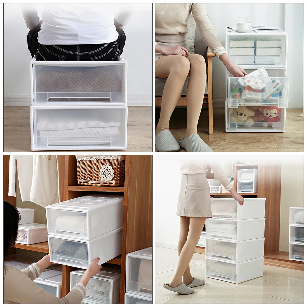 

Stackable Drawer Type Storage Case 5L Large Capacity Clothes Container Transparent Plastic Home Use Storage Box