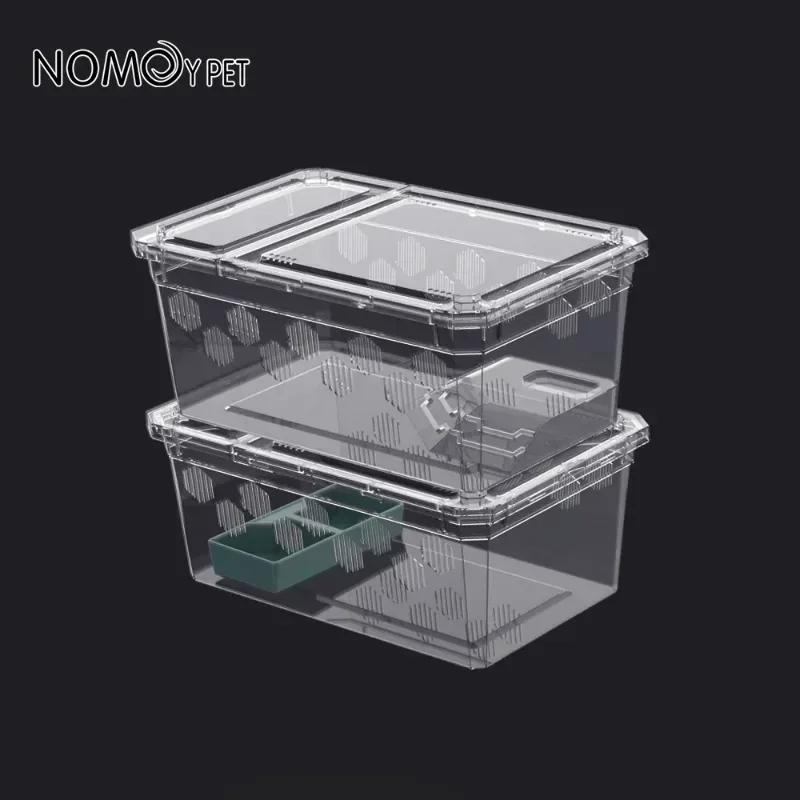 Reptile Breeding Cage Plastic Transparent Breeding Box Vivariums with Balcony Lizard Supplies Bivarium for Insect Spider Turtle