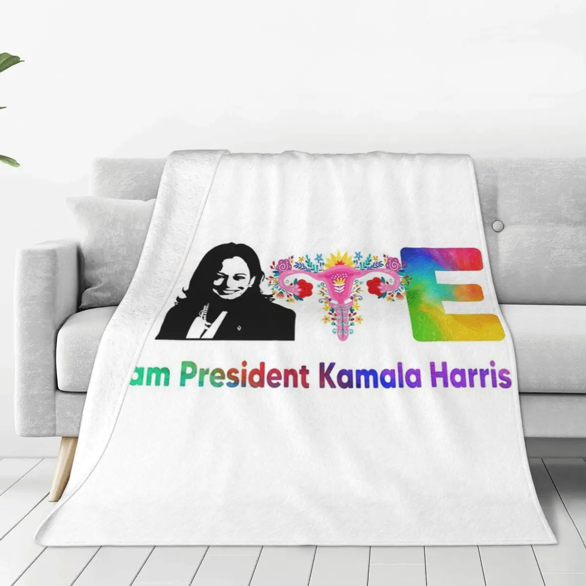 Vote Madam President Kamala Harris Presidental Election 2024 Blankets Flannel Sofa Throw Blankets Throws Bedspread Quilt