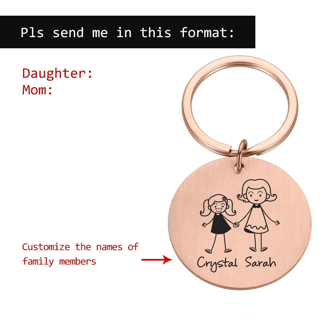 Personalized Family Keychain Engraved Family Gifts for Parents Children Present Keyring Bag Charm Families Member Gift Key Chain