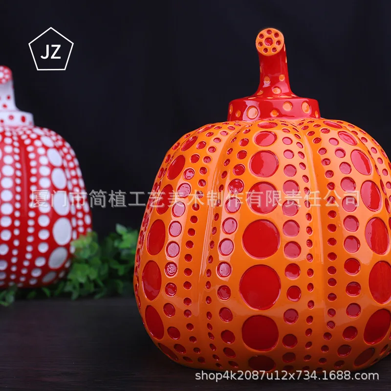 Pumpkin Yayoi Kusama Jewelry Modern Sculpture Polka Dot Art Home Interior Decoration Office Art Wedding Christmas Gift 25cm