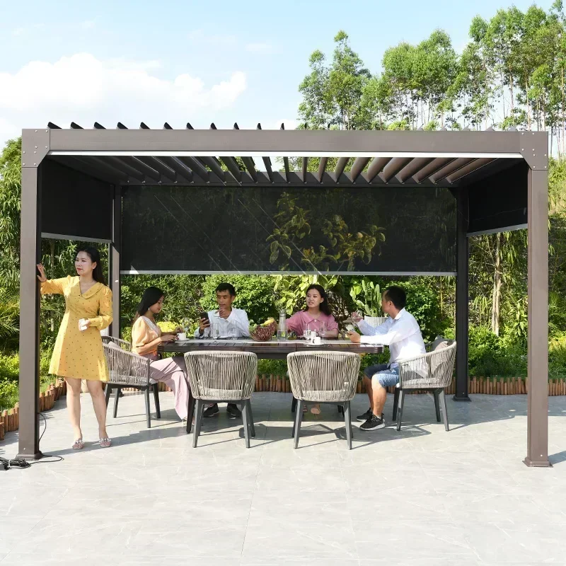 Motorized insects screen Outdoor zip roll Curtain Shades Blinds for Pergola Sunroom Blocks Out Sun and Wind