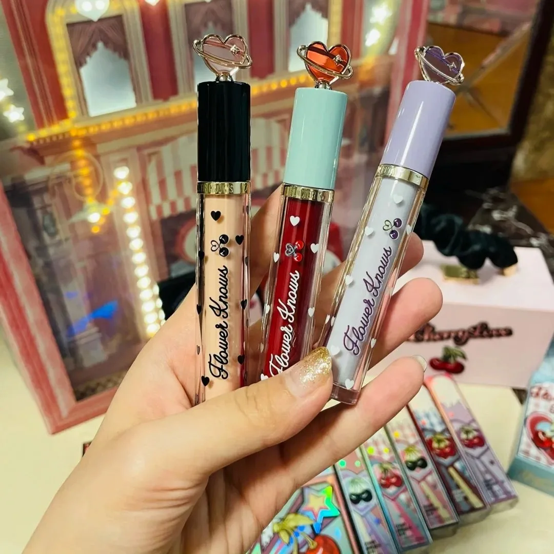 

Flower Cherry Party Lip Stain G01 Peanut Milk G02 White Peach Soda G03 Bitter Black Chocolate G05 Rock Jelly Beans