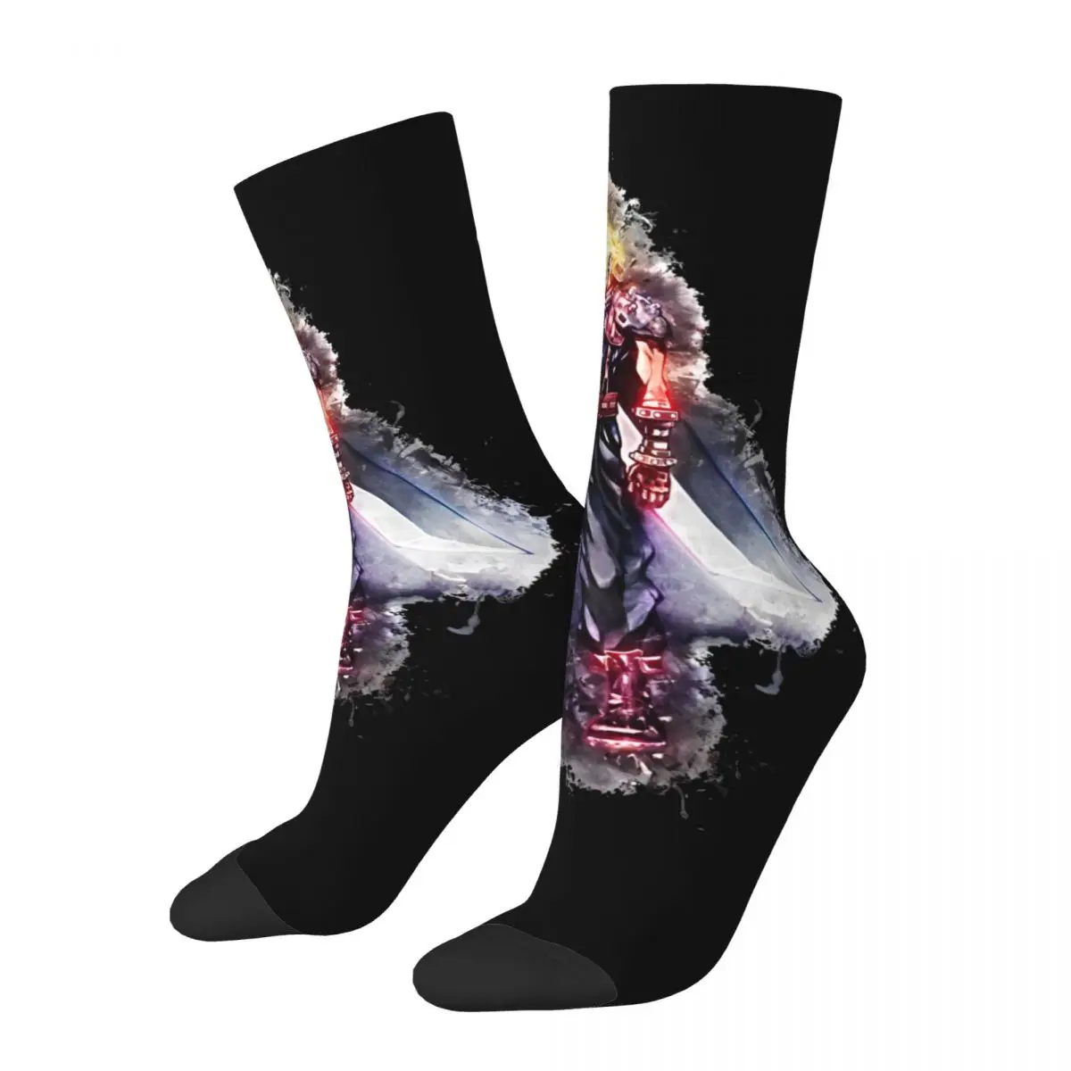 Cloud Strife Final Fantasy 7 Socks Winter Stockings Korean Adults Men Warm Soft Socks Custom Running Sports Anti Bacterial Socks