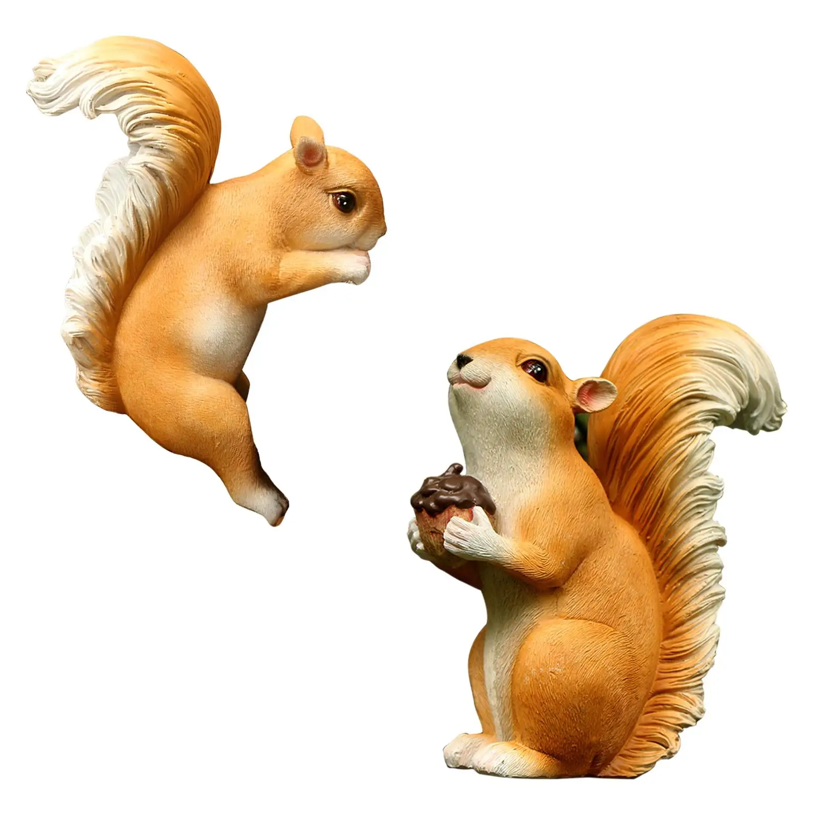 Resin Squirrel Figurines Squirrel Ornament Collectible Animal Model Outdoor