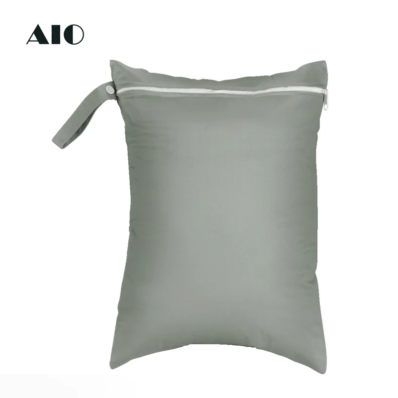 AIO 1Pcs 30*40cm Wet Bags for Baby Diaper Bags Reusable Waterproof Solid Color Wet Dry Diaper Bag Single Pocket Handle Bags