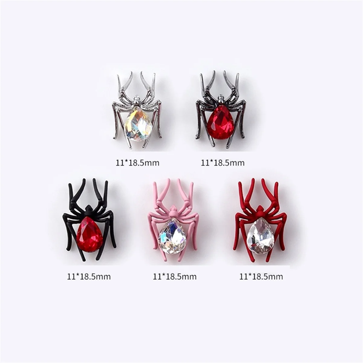 A71P المنتج النهائي الحلي العنكبوتية الرجعية سبيكة رصع مانيكير الديكور المعدني الأسود والأحمر