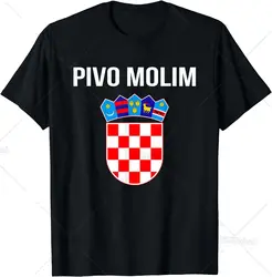 Funny Gift Beer Please In Croatian Shirt Hrvatska Croatia Souvenir Gift T-Shirt Men Clothing Custom Printed Graphic T Shirts