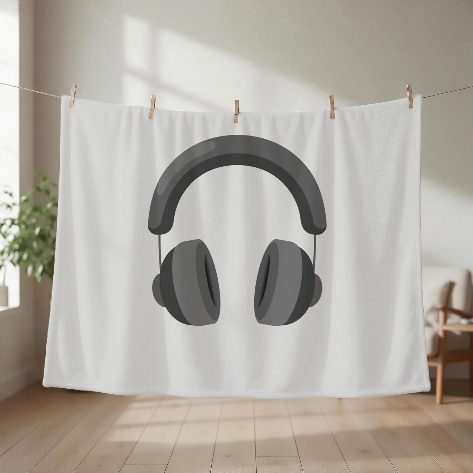 Headphone HeadphonesEarphone Gift Throw Blanket couch cozy soft plush fuzzy picnic outdoor blanket
