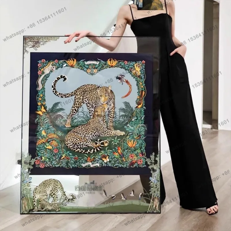 LJY silk scarf decorative painting light luxury high sense simple French living room hanging painting