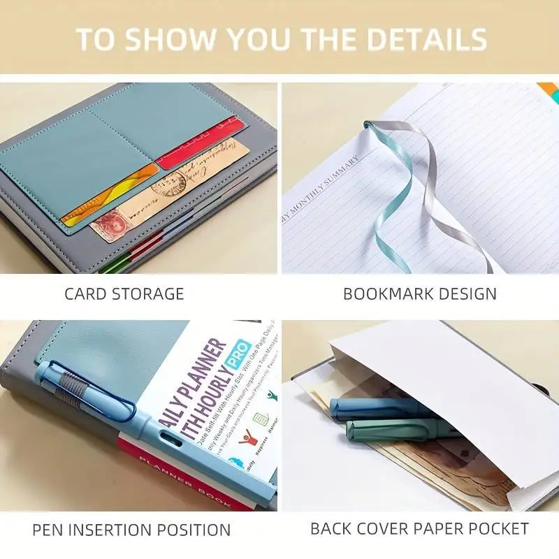 A5 Undated 1 Year Duration Productivity Planner Daily Weekly Monthly Planner Agenda To-Do List & Notebook Achieve Your Goals